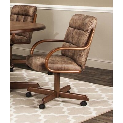 Kitchen Dining Chairs With Casters Wayfair   Ceballos Upholstered Arm Chair In Brown 